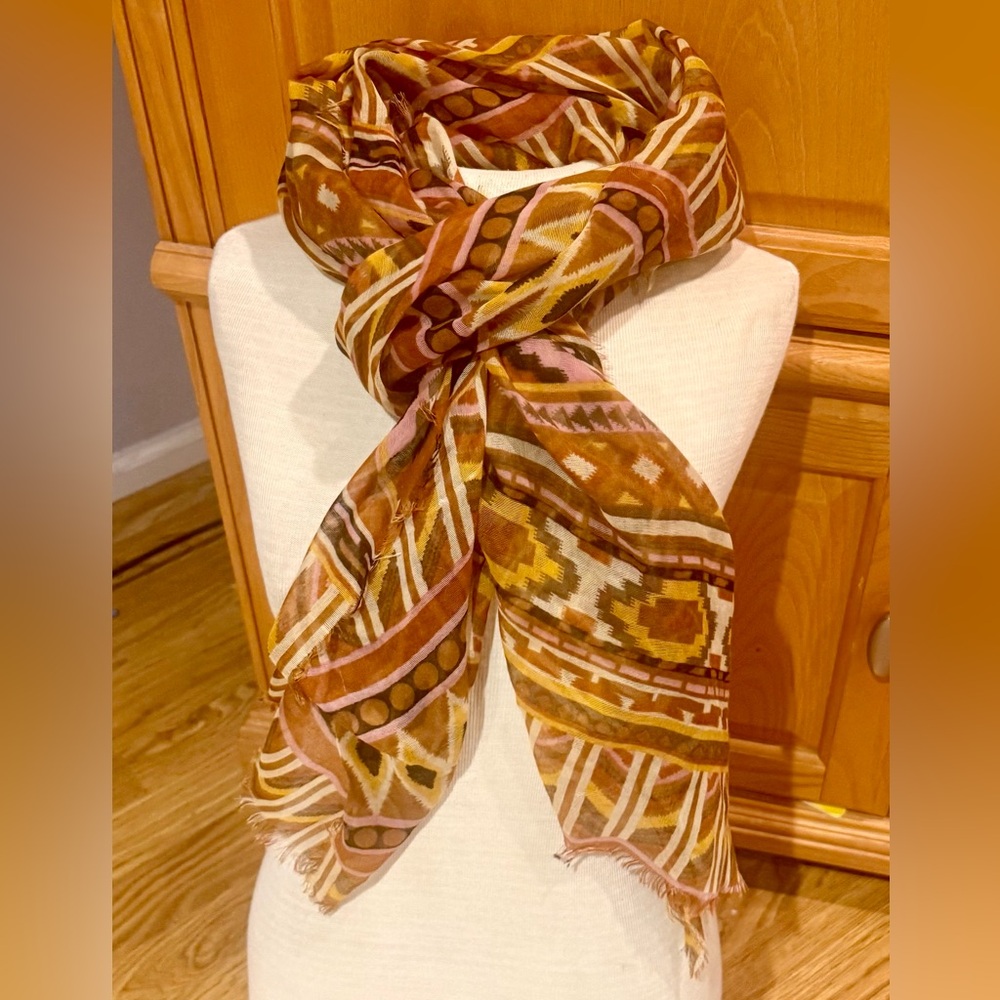 Aztec Patterned Multicolor Long Scarf - Picture 2 of 11